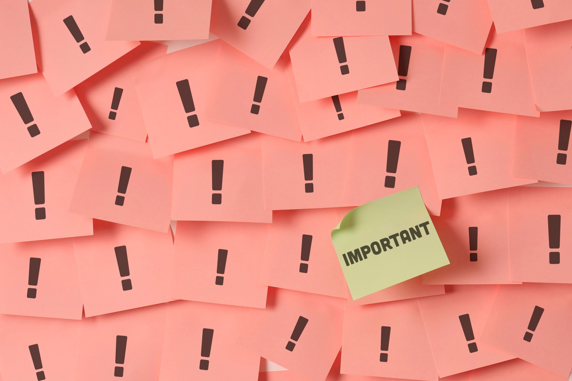 The word of Important on adhesive note paper