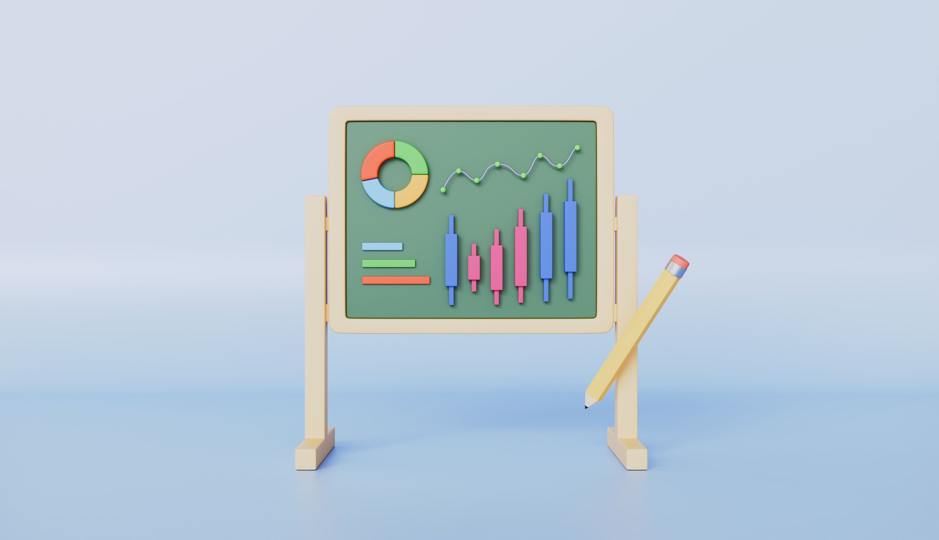 Business style blackboard charts to showing data changes